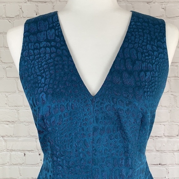 ANNE Klein V Neck Fit Flare Jacquard Dress 2 - Picture 9 of 15